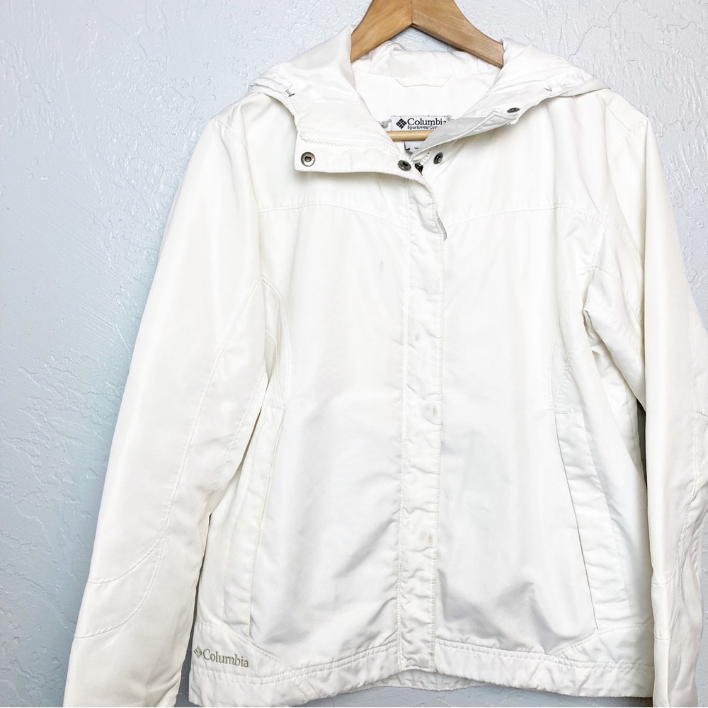 Columbia White Packable Rain Coat Medium - Picture 3 of 7